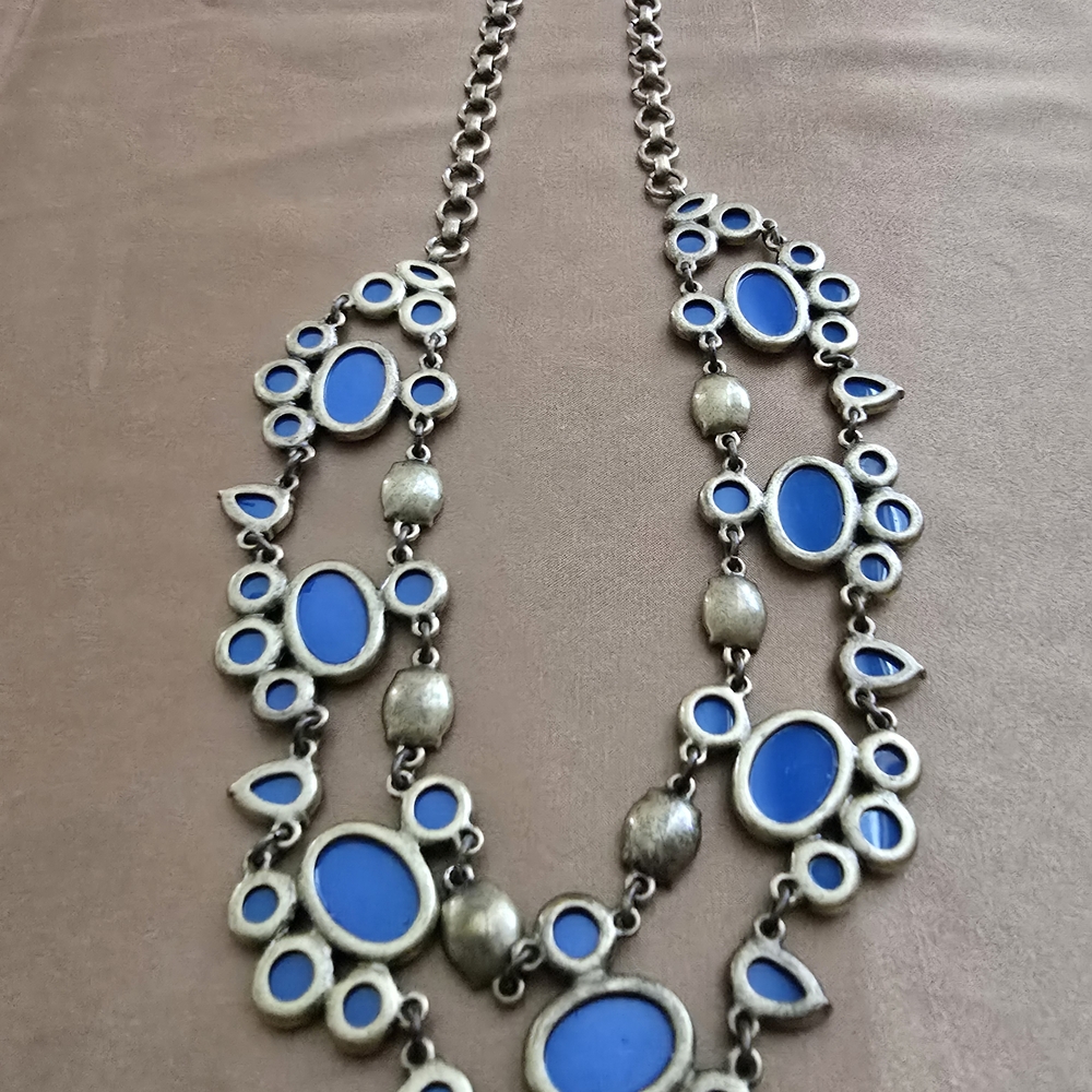 J. Crew Blue Floral Cluster Necklace - Picture 3 of 6
